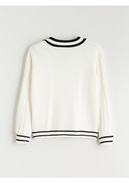 Yeni Sezon V Yaka Kız Çocuk Triko Kazak indirimleri