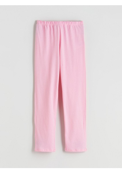 Yeni Sezon Bisiklet Yaka Baskılı Kız Çocuk Pijama Takımı indirimleri
