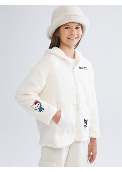 Yeni Sezon Kapüşonlu Hello Kitty Nakışlı Pelüş Kız Çocuk Hırka