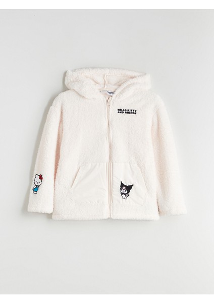Yeni Sezon Kapüşonlu Hello Kitty Nakışlı Pelüş Kız Çocuk Hırka modelleri