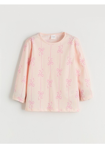 Yeni Sezon Bisiklet Yaka Fiyonk Baskılı Kız Çocuk Pijama Takımı fiyatları