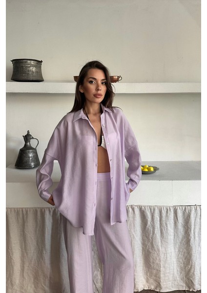 Gömlek - Pantolon Takım - Lila modelleri