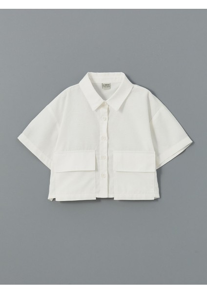 Yeni Sezon Basic Kısa Kollu Kız Çocuk Crop Gömlek