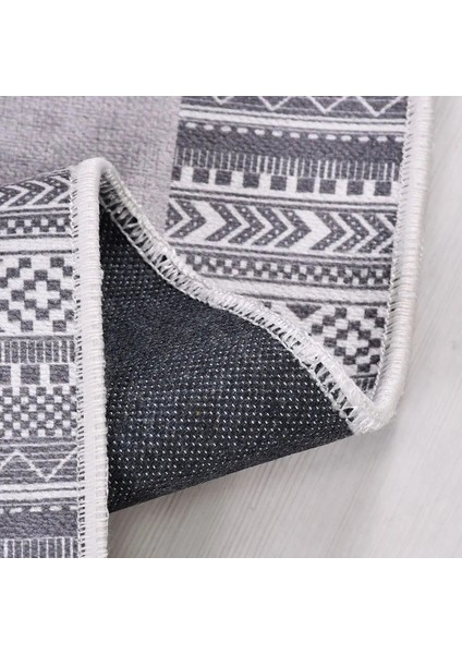 Palmarola Çerçeveli Gri Polyester ve Pamuklu Kaydırmaz Tabanlı Dijital Baskı Halı modelleri