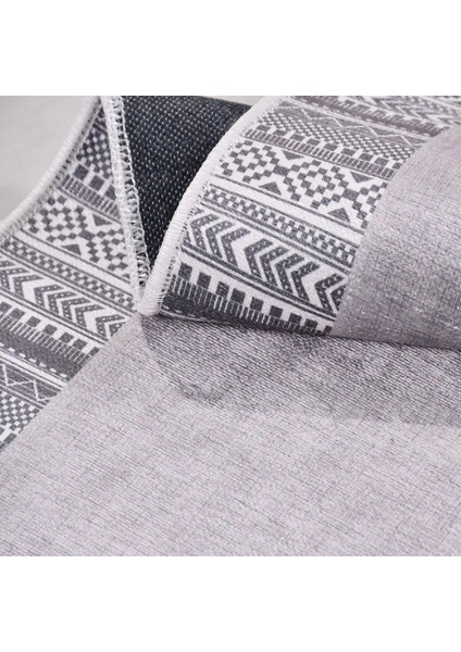 Palmarola Çerçeveli Gri Polyester ve Pamuklu Kaydırmaz Tabanlı Dijital Baskı Halı indirimleri