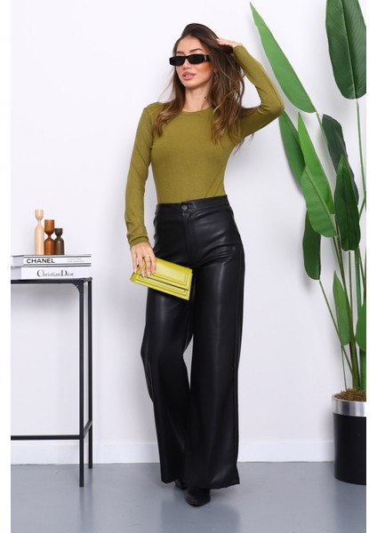 Yağ Yeşili Bisiklet Yaka Modal Bluz fiyatları