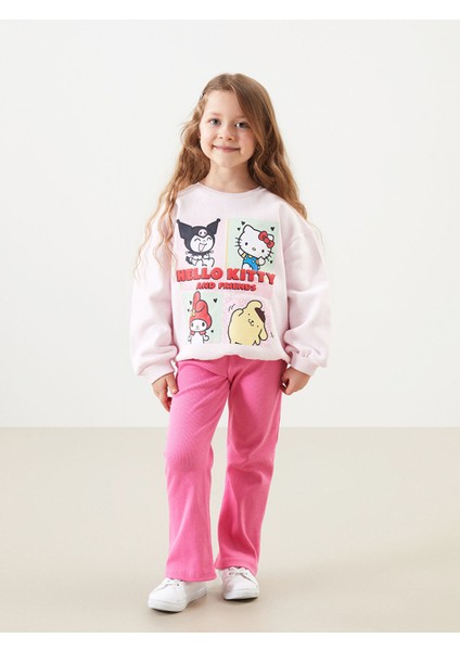 Yeni Sezon Bisiklet Yaka Hello Kitty Baskılı Kız Çocuk Sweatshirt modelleri