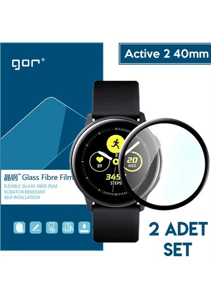Gor Galaxy Watch Active 2 40MM 3D Kavisli Nano Glass Ekran Koruyucu 2 Adet SET-(5775 - NTR3576-3221