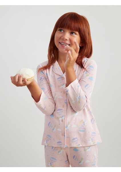 Yeni Sezon Gömlek Yaka Baskılı Kız Çocuk Pijama Takımı fiyatları