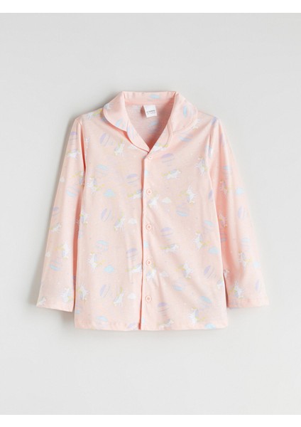 Yeni Sezon Gömlek Yaka Baskılı Kız Çocuk Pijama Takımı fırsatları