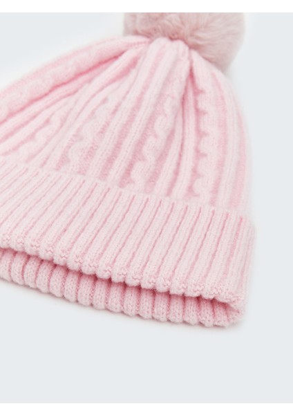 Yeni Sezon Ponpon Detaylı Kız Çocuk Atkı ve Bere Takım modelleri