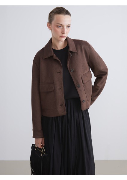 Yeni Sezon Gömlek Yaka Süet Kadın Ceket