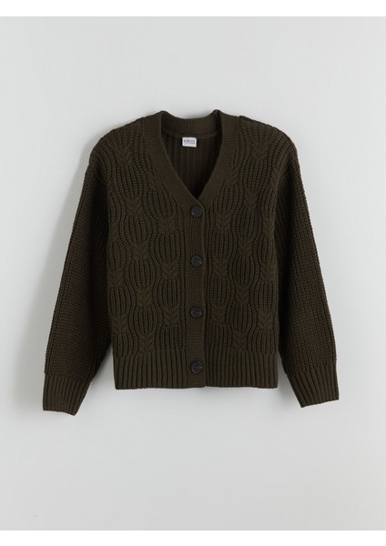 Yeni Sezon V Yaka Kız Çocuk Triko Hırka