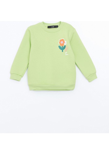 Yeni Sezon Bisiklet Yaka Baskılı Kız Çocuk Sweatshirt