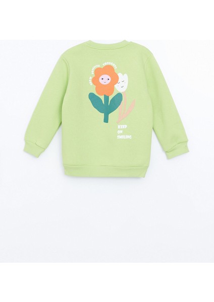 Yeni Sezon Bisiklet Yaka Baskılı Kız Çocuk Sweatshirt modelleri