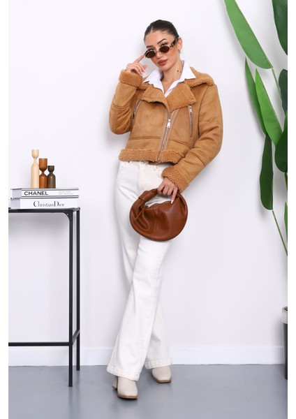 Camel Peluş Kısa Süet Mont fiyatları