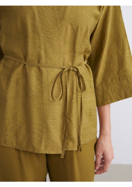 Yeni Sezon Şal Yaka Dokulu Kadın Kimono modelleri