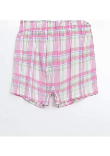 Yeni Sezon Beli Lastikli Ekose Kız Çocuk Pijama Şort