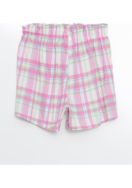 Yeni Sezon Beli Lastikli Ekose Kız Çocuk Pijama Şort modelleri