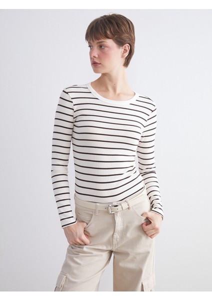 Yeni Sezon Bisiklet Yaka Çizgili Kadın Body