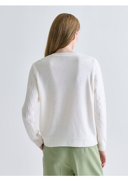 Yeni Sezon Bisiklet Yaka Kendinden Desenli Kadın Triko Hırka fırsatları