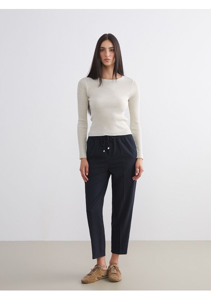 Yeni Sezon Beli Lastikli Havuç Kesim Kadın Pantolon