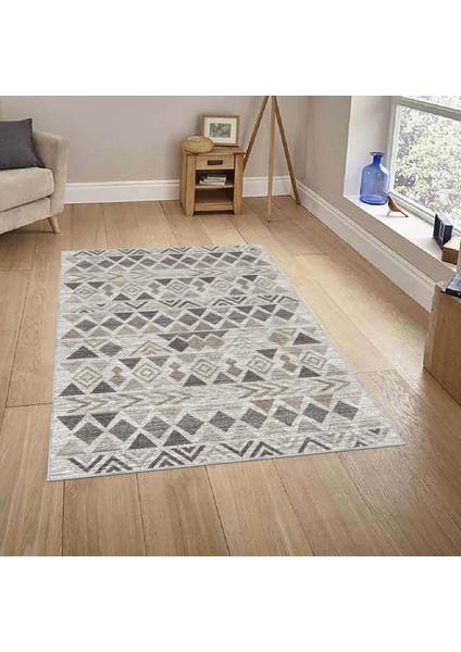 Primo Geometrik Gri Polyester ve Pamuklu Yıkanabilir Kaydırmaz Taban Dijital Baskı Halı fiyatları