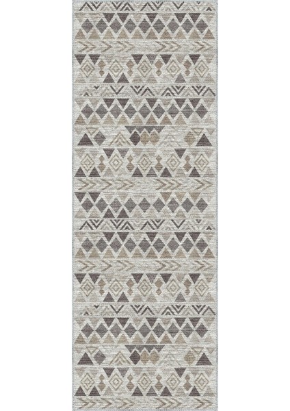 Primo Geometrik Gri Polyester ve Pamuklu Yıkanabilir Kaydırmaz Taban Dijital Baskı Halı modelleri