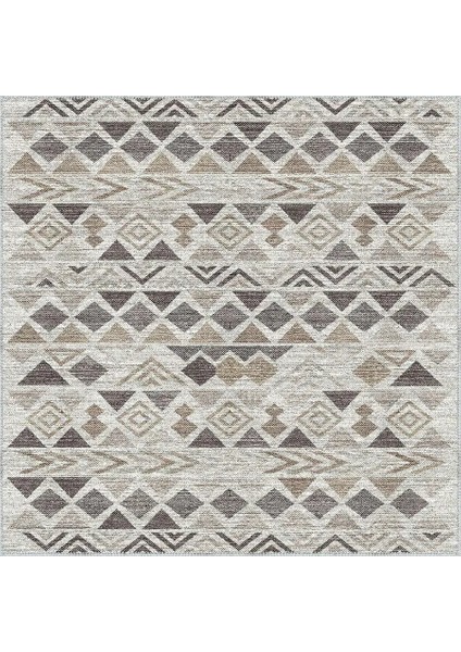 Primo Geometrik Gri Polyester ve Pamuklu Yıkanabilir Kaydırmaz Taban Dijital Baskı Halı indirimleri