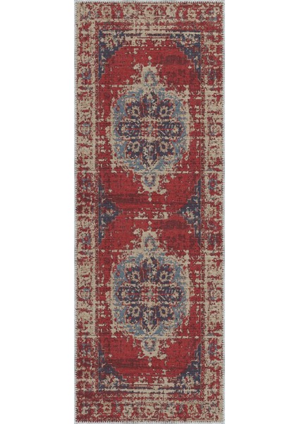 Vella Göbekli Kırmızı Polyester ve Pamuklu Yıkanabilir Kaydırmaz Taban Dijital Baskı Halı modelleri