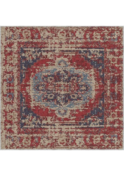 Vella Göbekli Kırmızı Polyester ve Pamuklu Yıkanabilir Kaydırmaz Taban Dijital Baskı Halı indirimleri