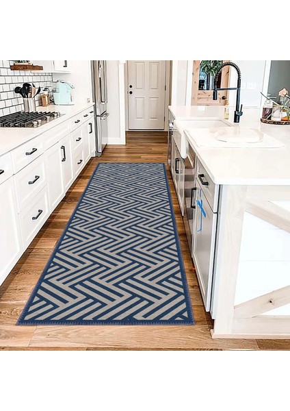 Clota Modern Lacivert Polyester ve Pamuklu Yıkanabilir Kaydırmaz Taban Dijital Baskı Halı fırsatları