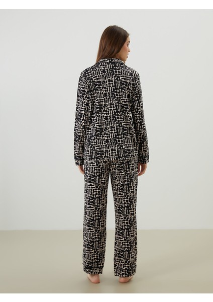 Yeni Sezon Gömlek Yaka Leopar Desenli Kadın Pijama Takımı indirimleri