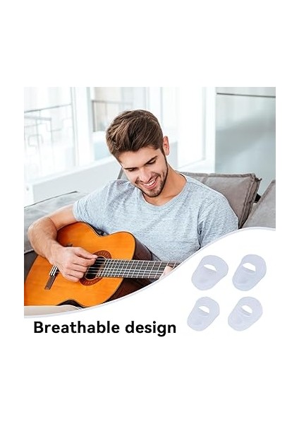 Gitar Parmak Ucu Koruyucuları, 4 Silikon Parmak Koruyucu, Esnek Parmak Ucu Koruması Hava Delikli Kapakları, Ukulele Mü Aleti Için Kaymaz Dize Parmak Muhafızları, Gitar fırsatları