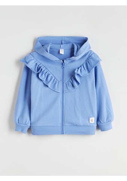 Yeni Sezon Kapüşonlu Fermuarlı Kız Çocuk Sweatshirt