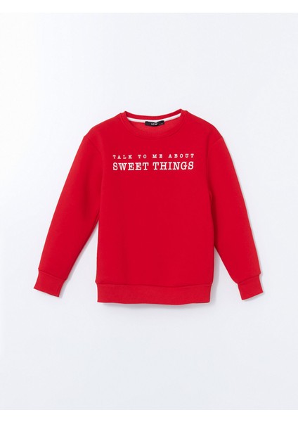 Yeni Sezon Bisiklet Yaka Baskılı Kız Çocuk Sweatshirt