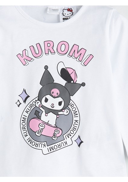Yeni Sezon Bisiklet Yaka Kuromi Baskılı Kız Çocuk Pijama Üst modelleri