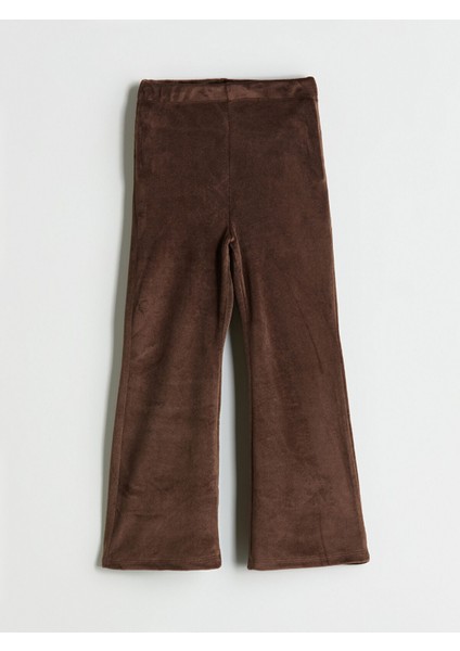 Yeni Sezon Beli Lastikli Ispanyol Paça Kadife Kız Çocuk Tayt