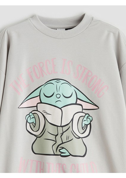 Yeni Sezon Bisiklet Yaka Star Wars Baskılı Kız Çocuk Sweatshirt modelleri