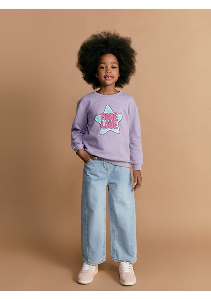 Yeni Sezon Bisiklet Yaka Uzun Kollu Baskılı Kız Bebek Sweatshirt fiyatları