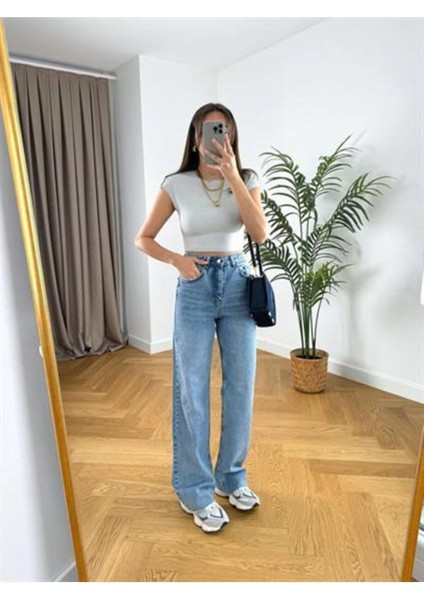 Marka Açık Mavi Kot Pantolon Denim Pantolon Strai?ght Jean