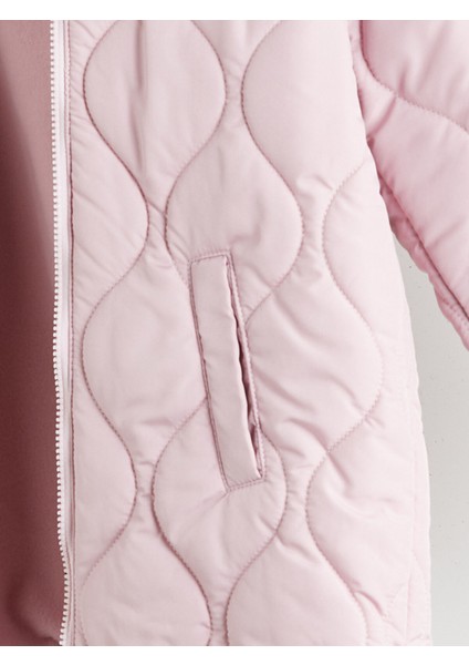 Yeni Sezon Kapüşonlu Kapitone Desenli Kız Çocuk Mont modelleri