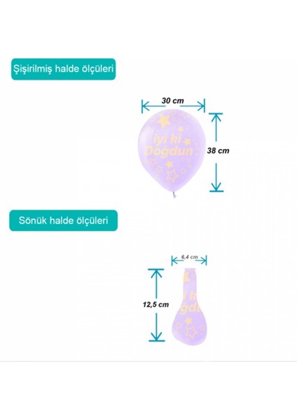 Çepeçevre Yıldızlı Iyi Ki Doğdun Baskılı Karışık Renk Makaron Balon 11" modelleri