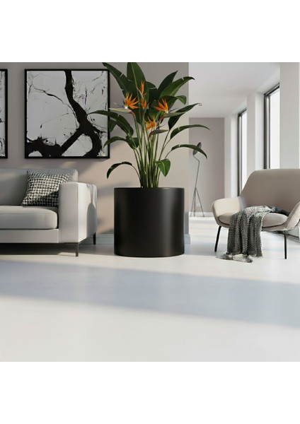 Aura Cylindro Fiber Silindir Saksı 50X50CM Mat - Büyük Boy - Üst Açıklık 42CM