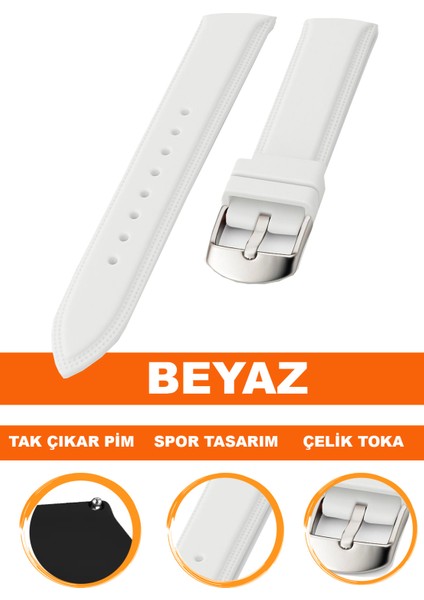 18MM-20MM-22MM-24MM Fossil-Welder-Casio-Seiko-Omega-Armani Saat Uyumlu Silikon Saat Kordonu Kayışı S01A18-11