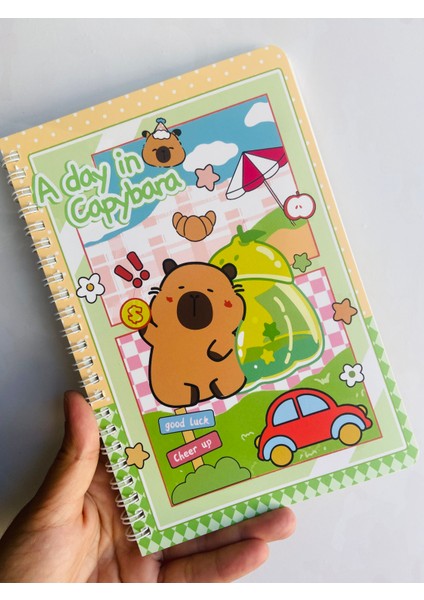 Capybara Kapibara Defter Spiralli Çizgili