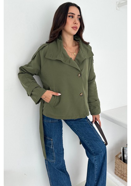 Kadın Astarlı Kemerli Düğmeli Trenç – Zarif & Güçlü Stil indirimleri