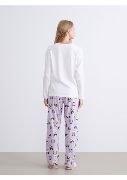 Yeni Sezon Bisiklet Yaka Baskılı Kadın Pijama Takımı fırsatları