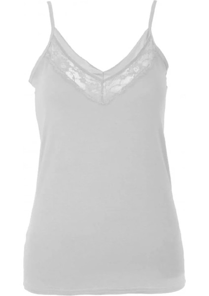 Kadın 2'li Beyaz Modal Ip Askılı Dantel Detaylı Atlet