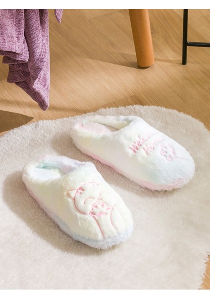 Yeni Sezon Kedi Nakışlı Kadın Ev Terliği